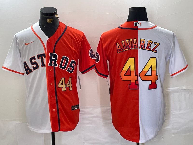 Men Houston Astros #44 Alvarez White orange Nike 2024 MLB Jersey style 3->houston astros->MLB Jersey